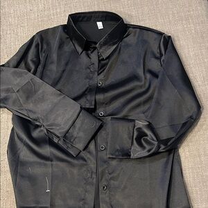 Black Button-Satin Shirt